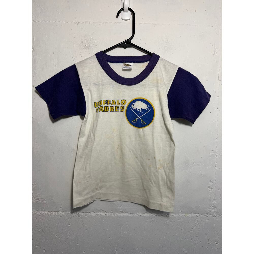 Vintage Buffalo Sabres Kids 10-12 T Shirt Single Stitch NOTE STAINS